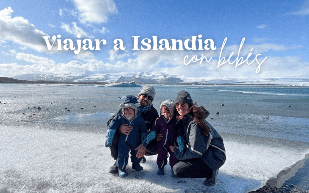 Familia con bebés en glaciar Islandia